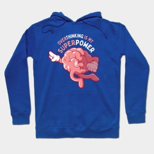 Overthinking Is My Superpower: Funny Pink Brain Soaring Through Thoughts Hoodie